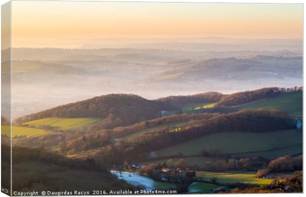 Misty Malvern Hills Panorama Canvas Print by Daugirdas Racys