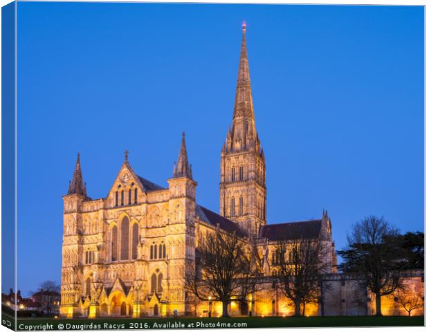 Salisbury Cathedral at twilight Canvas Print by Daugirdas Racys
