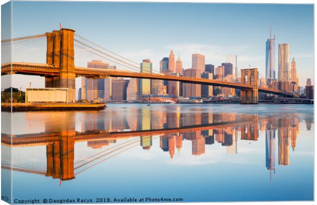 Manhattan bridge at dawn Canvas Print by Daugirdas Racys