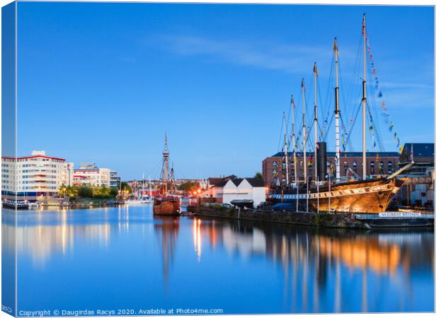 SS Great Britain in Bristol Harbour at night (4:3) Canvas Print by Daugirdas Racys