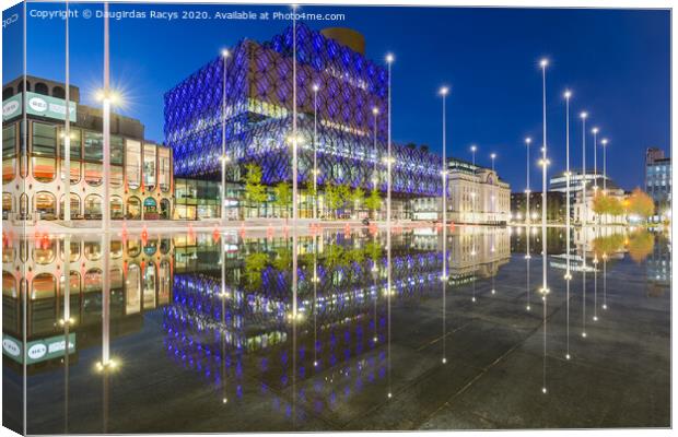 Birmingham City Library Reflections at the blue hour Canvas Print by Daugirdas Racys