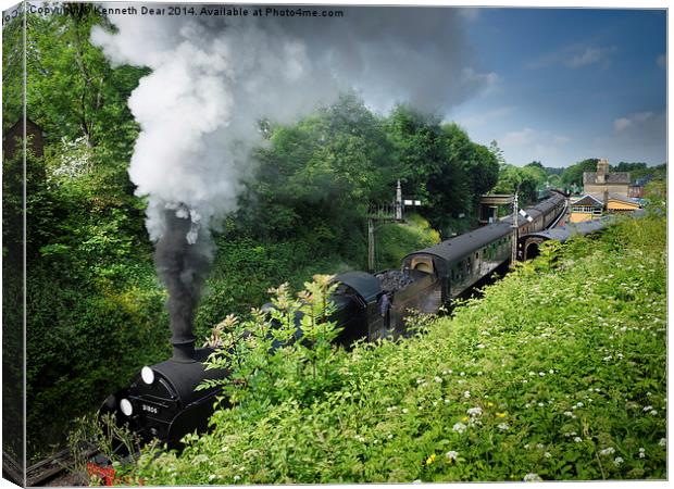  Steam train leaving Alresford Station Canvas Print by Kenneth Dear