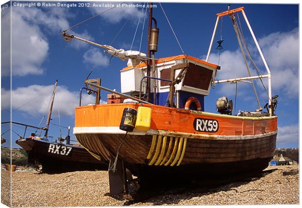 Fishing boat at Hastings, Sussex Canvas Print by Robin Dengate