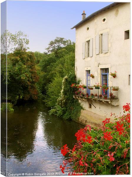 River Charente in Civray, France Canvas Print by Robin Dengate