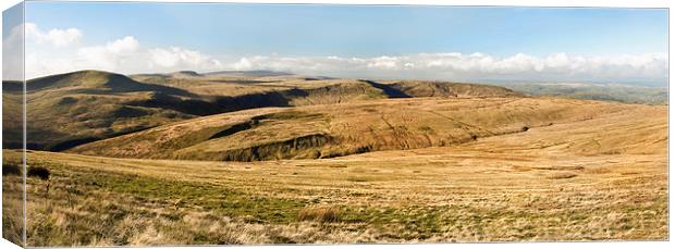 Panoramic of the Brecon Beacons Canvas Print by Mike French