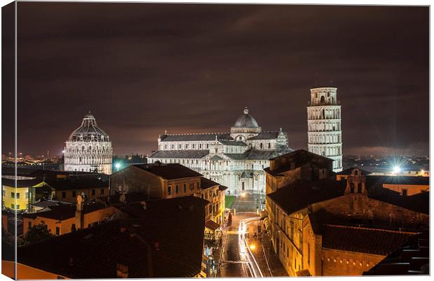 Leaning Tower of Pisa at night Canvas Print by Terry Rickeard