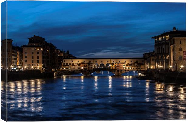 Ponte Vecchio, Florence at night Canvas Print by Terry Rickeard