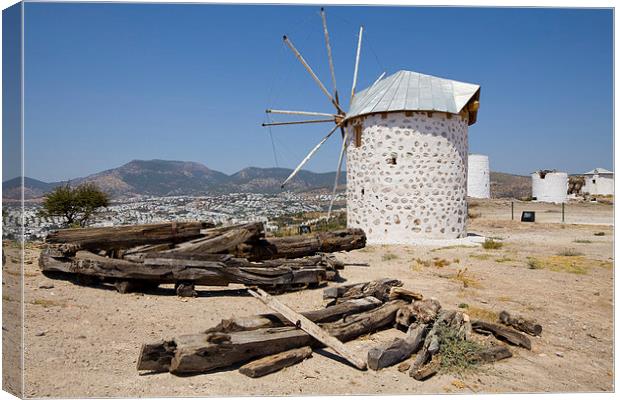 Traditional Turkish Windmill Canvas Print by Mike Higginson