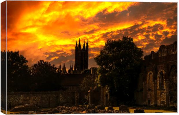 Canterbury Cathedral Sunset Canvas Print by John B Walker LRPS