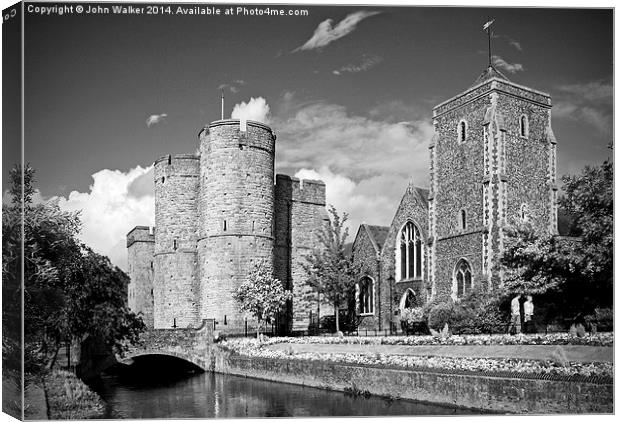 Westgate Towers and Gardens in Canterbury Canvas Print by John B Walker LRPS