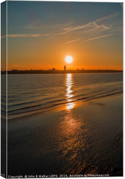 Sunset over the River Mersey Liverpool England UK Canvas Print by John B Walker LRPS