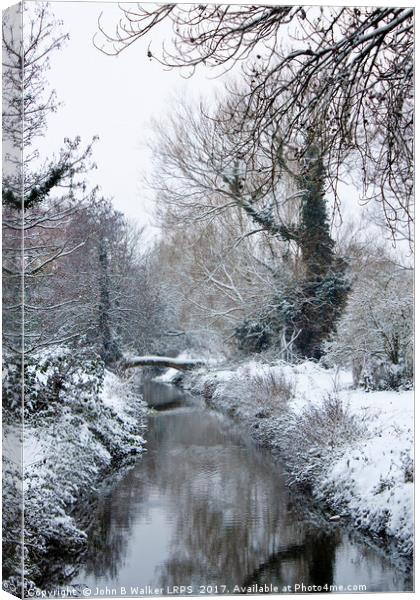 Snow Scene River Stour near Canterbury Kent Englan Canvas Print by John B Walker LRPS