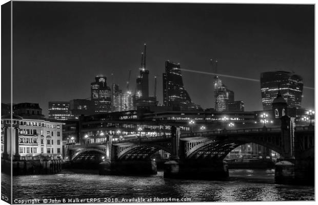 Southwark Bridge and the City of London from the S Canvas Print by John B Walker LRPS