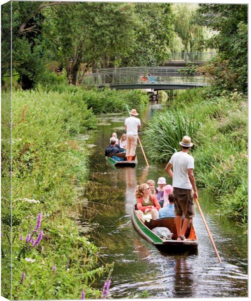 Punting on the River Stour in Canterbury Canvas Print by John B Walker LRPS