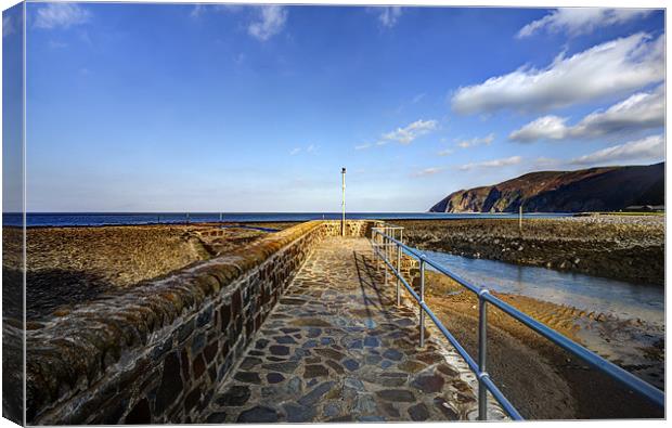 Lynmouth Harbour Entrance Canvas Print by Mike Gorton
