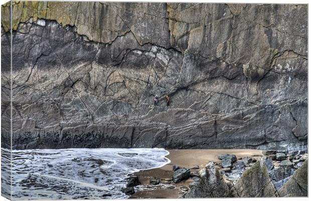 Rock Climbing on Baggy Point Canvas Print by Mike Gorton