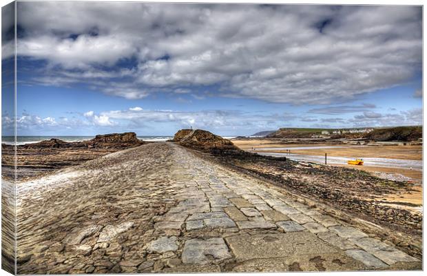 Bude Breakwater Canvas Print by Mike Gorton