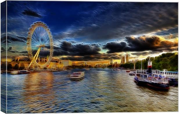 Electric Millennium Wheel London Canvas Print by Mike Gorton