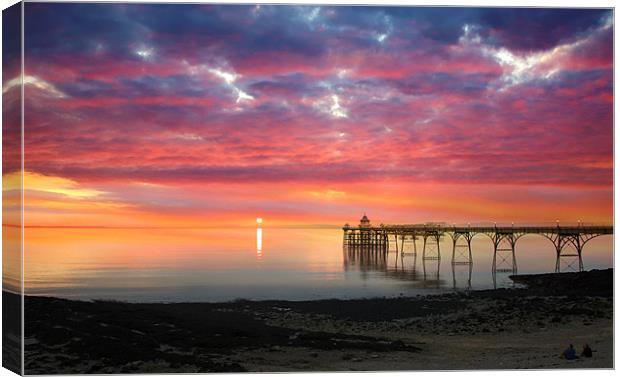 Clevedon Pier Sunset Canvas Print by Mike Gorton