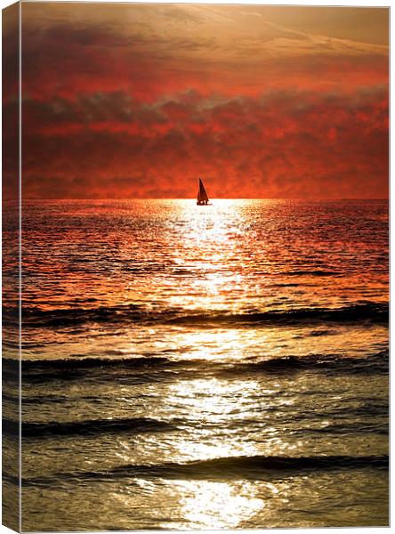 Dramatic Red Sunset Yachting Adventure Canvas Print by Mike Gorton