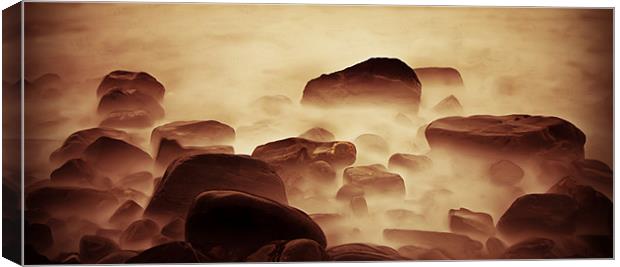 Ghostly Golden Rocks Canvas Print by Mike Gorton