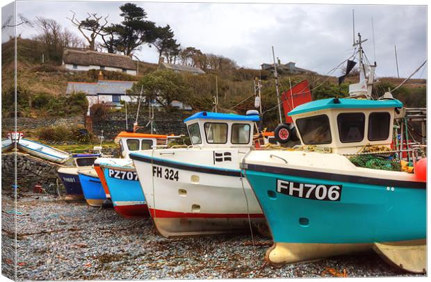 Cadgwith in Cornwall Fishing Boats Canvas Print by Mike Gorton