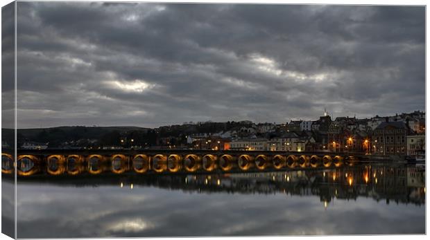 Stormy Night Over Bideford Canvas Print by Mike Gorton
