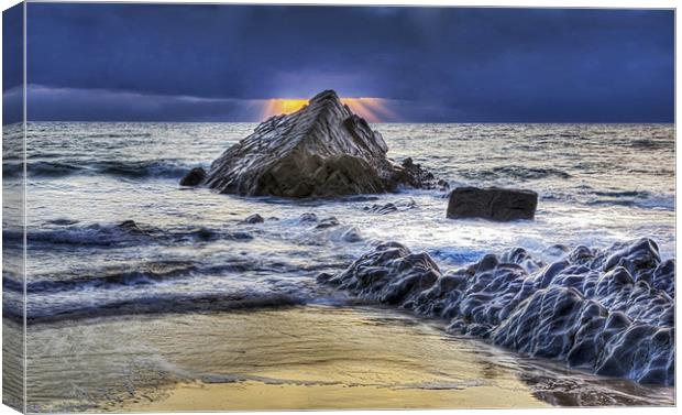 Sandymouth Beach, Sunset 2 Canvas Print by Mike Gorton