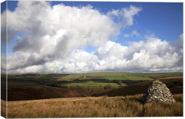 Memorial cairn on Exmoor Canvas Print by Mike Gorton