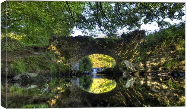 Enchanting Bridge in Lorna Doone Country Canvas Print by Mike Gorton