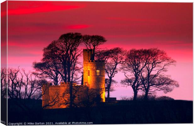 Sunset over Tawstock Castle in Barnstaple Canvas Print by Mike Gorton