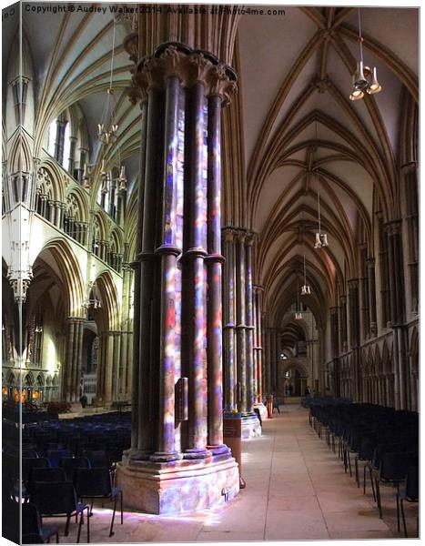 REFLECTIONS IN LINCOLN CATHEDRAL Canvas Print by Audrey Walker