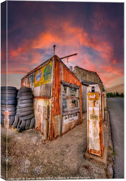 Abandoned Petrol Station Llanrug Wales Canvas Print by Darren Wilkes