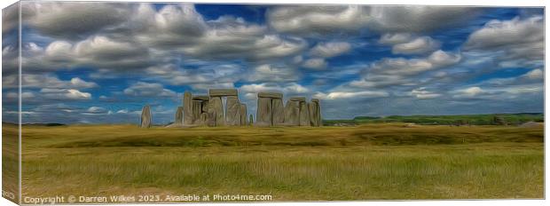 Stonehenge  Wiltshire Oil Style Painting Canvas Print by Darren Wilkes