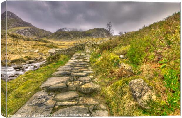 Llyn Idwal Walkway Snowdonia Wales Canvas Print by Darren Wilkes