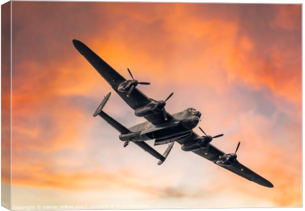  Avro Lancaster Bomber PA474 Sunset Canvas Print by Darren Wilkes