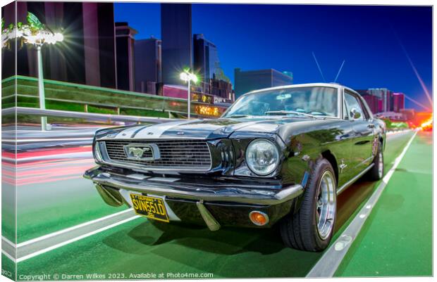 1966 Ford Mustang Black Canvas Print by Darren Wilkes