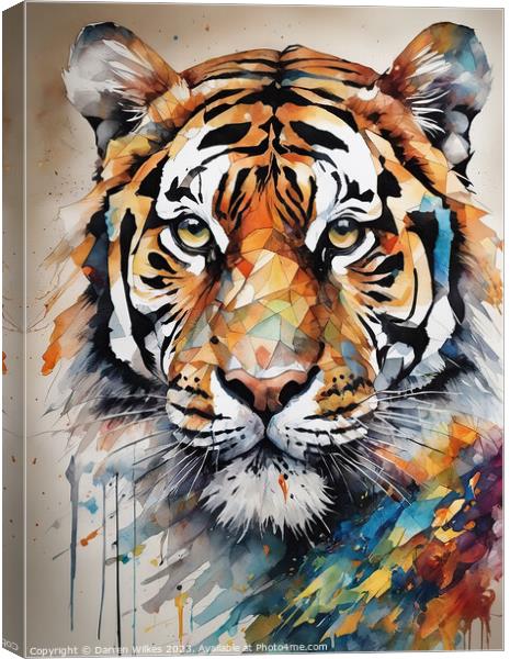 Abstract tiger watercolour  Canvas Print by Darren Wilkes