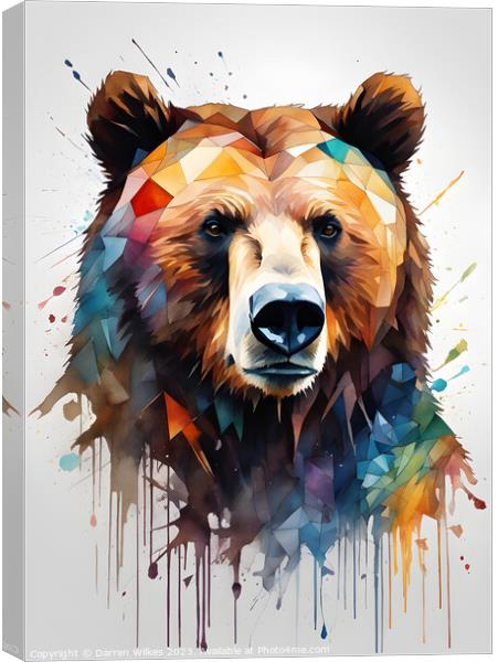Grizzly Bear Digital Abstract Art Canvas Print by Darren Wilkes