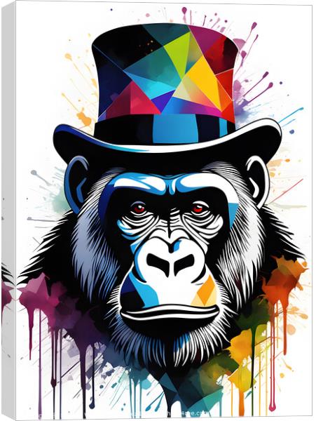 Abstract Gorilla With Top Hat Canvas Print by Darren Wilkes