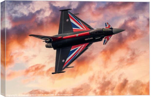 RAF Typhoon Black Jack At Sunset Canvas Print by Darren Wilkes