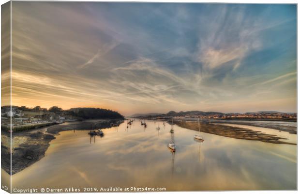 Conwy Harbour Sunset Wales Canvas Print by Darren Wilkes