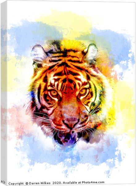 Colourful Tiger Print  Canvas Print by Darren Wilkes