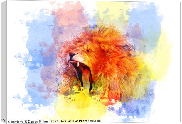 African Lion Pop Art Canvas Print by Darren Wilkes