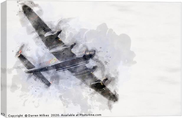 Avro Lancaster Bomber Watercolour Canvas Print by Darren Wilkes