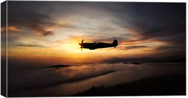 'Sunset Soirée: Spitfire in Flight' Canvas Print by Guido Parmiggiani