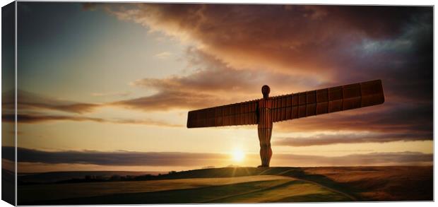 Enigmatic Angel of the North Silhouette Canvas Print by Guido Parmiggiani