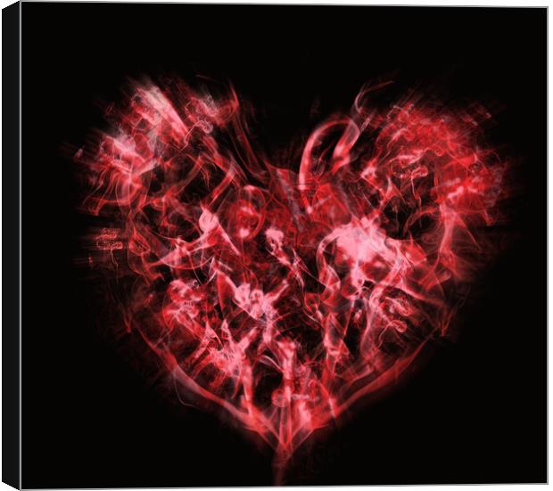 heart read of smoke  for Valentine's day   Canvas Print by Guido Parmiggiani
