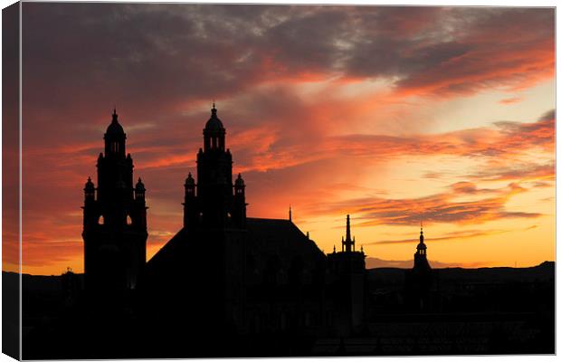 Sunset over Kelvingrove Art Gallery Canvas Print by Nicola Topping