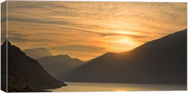  Sunrise over Lake Garda Canvas Print by Ceri Jones